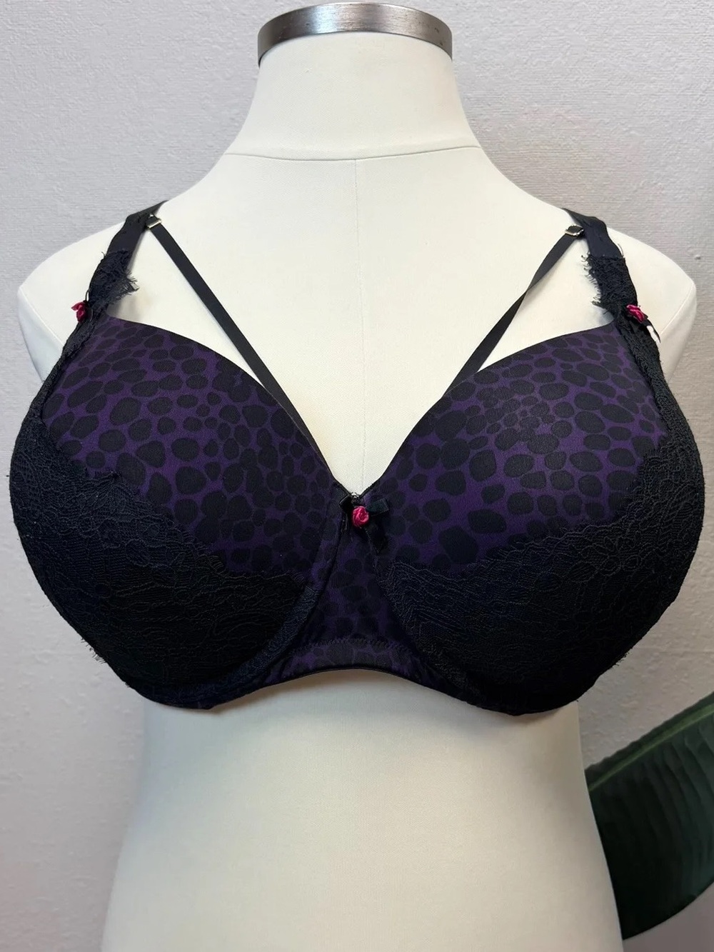Cacique Purple Animal-Print Boost Balconette Bra - Size 46F